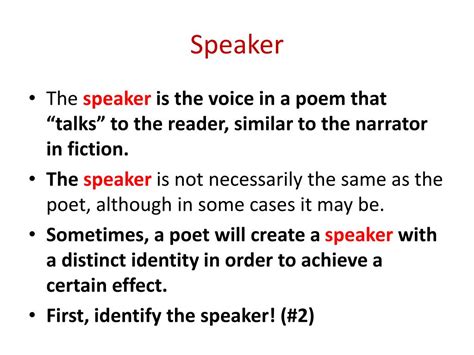 speaker poetry definition What if the speaker in poetry is not just an observer but a participant in the narrative?